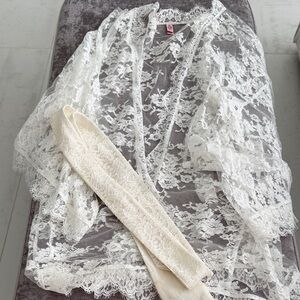 Agent Provocateur Lace Robe in white. One size
